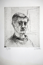 Load image into Gallery viewer, Jean Carton, French sculptor, self portrait etching