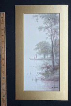 Load image into Gallery viewer, Japanese 19c watercolour Fisherman