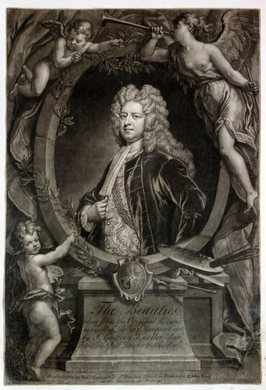 Godfrey Kneller, frontispiece to the Hampton Court Beauties, 18c mezzotint