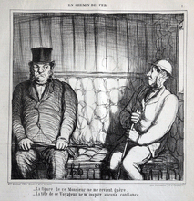 Load image into Gallery viewer, Daumier lithograph : I don&#39;t like the appearance of this gentleman at all! ‘En Chemin de Fer’