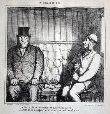 Daumier lithograph : I don't like the appearance of this gentleman at all! ‘En Chemin de Fer’