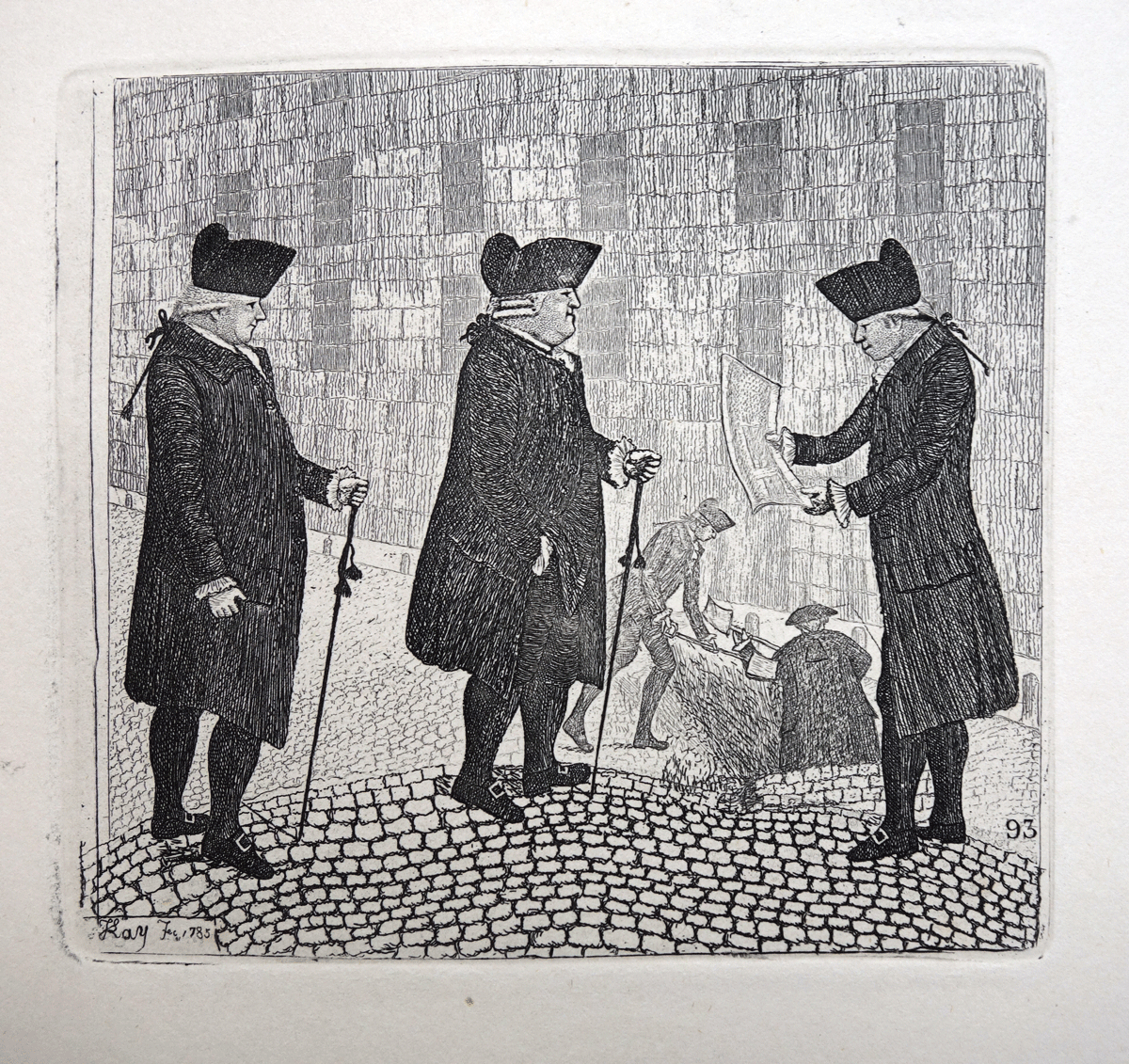 Levelling of the High Street of Edinburgh John Kay etching 18c