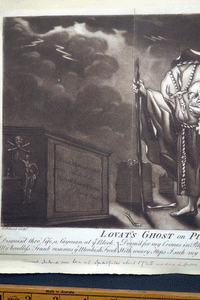 Lovat’s Ghost on Pilgrimage 18c mezzotint eng . Ireland based on  Hogarth