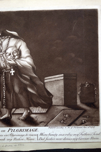 Lovat’s Ghost on Pilgrimage 18c mezzotint eng . Ireland based on  Hogarth