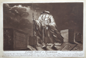 Lovat’s Ghost on Pilgrimage 18c mezzotint eng . Ireland based on  Hogarth