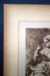 La Bouillie , Mother and Child, Porridge etching   Jean Francois Millet