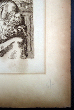 Load image into Gallery viewer, La Bouillie , Mother and Child, Porridge etching   Jean Francois Millet