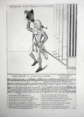 Mr Moss, in the Character of ‘Caleb’ [As he would have appeared at the Theatre Royal, Edinburgh] John Kay etching 18c