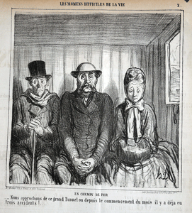 Daumier lithograph  We are approaching this big tunnel... ‘En Chemin de Fer’