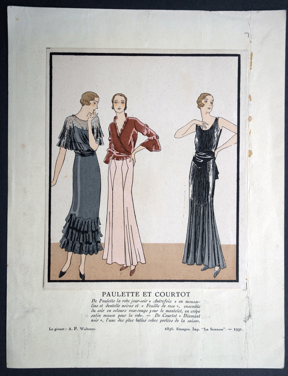 Paulette et Courtot fashion plate La Mode Pratique 1931