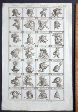 Michelangelo Pergolesi Roman helmets 18C engraving