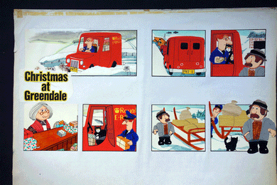 Postman Pat original comic Illustrations Joan Hickson 'Christmas at Greendale  ' 1 sheet 1980s