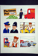 Load image into Gallery viewer, Postman Pat original comic Illustrations Joan Hickson &#39;Car Thieves&#39; 2  sheets 1980s