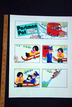 Load image into Gallery viewer, Postman Pat original comic Illustrations Joan Hickson &#39;Snow Sleds &#39; 2  sheets 1980s