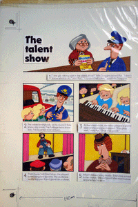 Postman Pat annual original comic Illustrations Joan Hickson 'The Talent Show' 2 sheets 1987