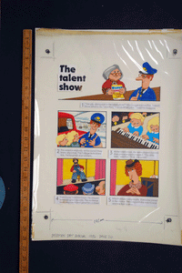 Postman Pat annual original comic Illustrations Joan Hickson 'The Talent Show' 2 sheets 1987
