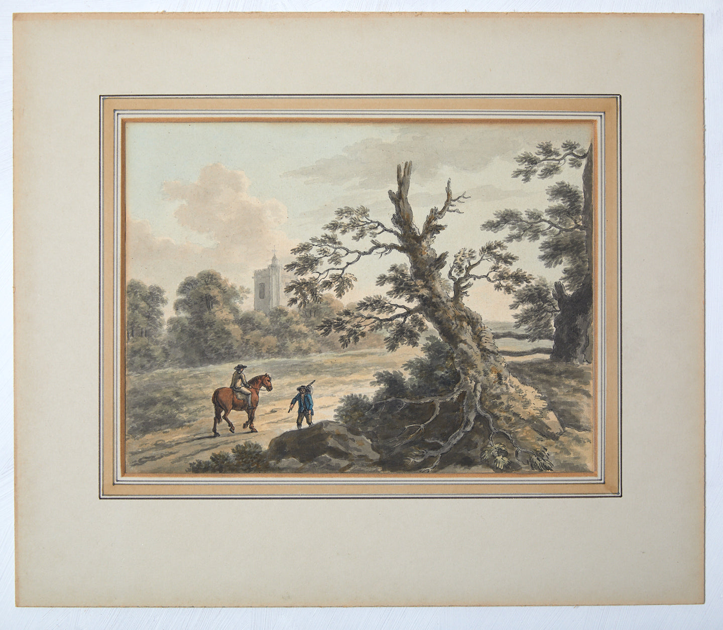 Early English Watercolour Amwell Church Hertfordshire