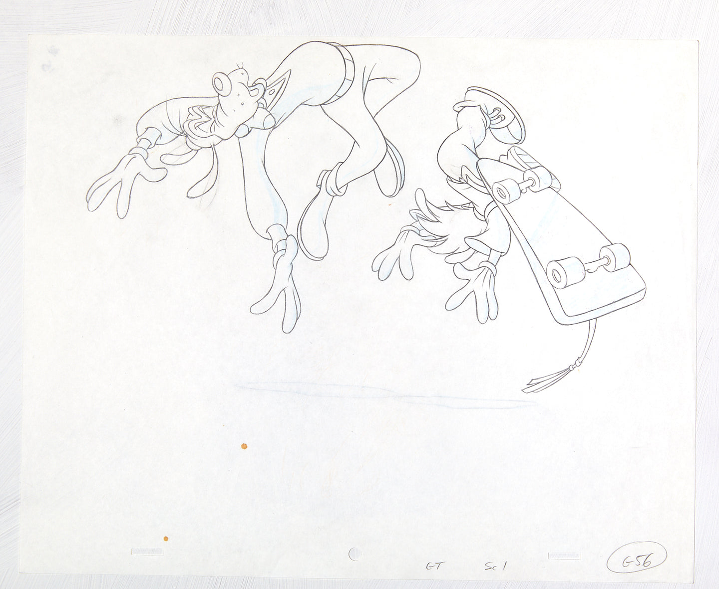 Disney aanimation drawing cell Goofy and Max skateboarding 3