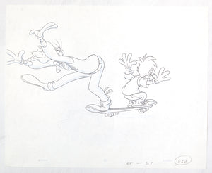 Disney animation drawing cell Goofy and Max skateboarding 4