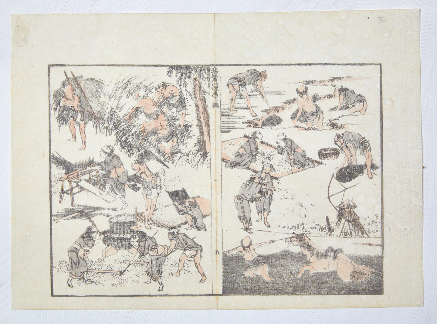 Hokusai Manga woodblock harvesting