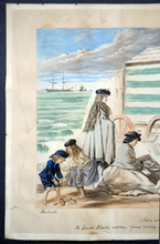 Load image into Gallery viewer, Scene at Sandbath chromolithograph John Leech Punch cartoonist