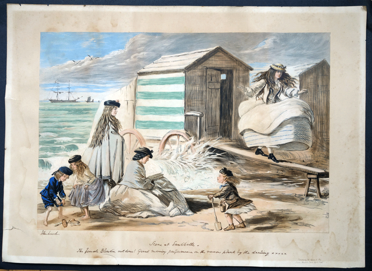 Scene at Sandbath chromolithograph John Leech Punch cartoonist