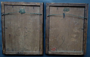 Tavern  Drinkers pair of oil paintings Dutch or English Primitive