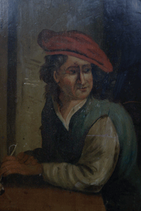 Tavern  Drinkers pair of oil paintings Dutch or English Primitive