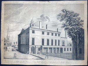 A Perspective View of the City Hall in New York, Taken from Wall Street 1790