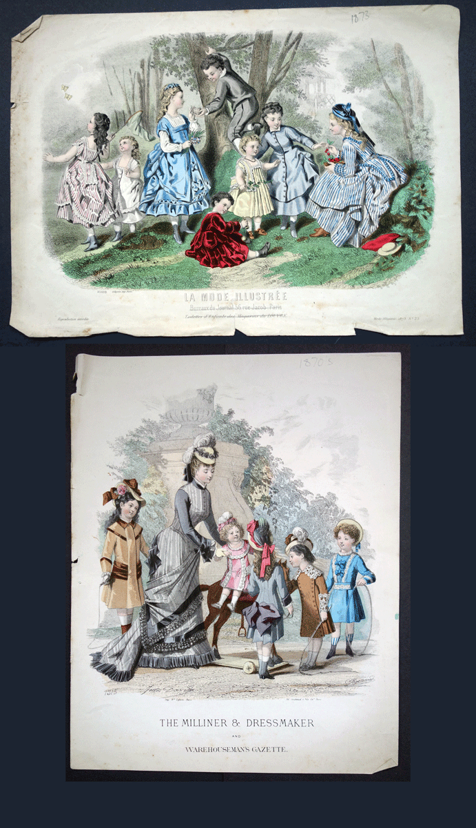 Victorian Children fashion plates from ‘La Mode Illustree’ and ‘Milliner and Dressmaker’