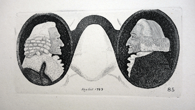 Voltaire, The French Philosopher and Mr Watson, An Edinburgh Messenger  John Kay etching 18c