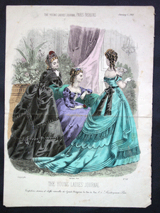 Paris Fashions from The Young Ladies Journal 19C English Fashion plates 7 in total