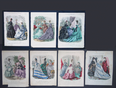 Paris Fashions from The Young Ladies Journal 19C English Fashion plates 7 in total