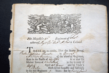 Load image into Gallery viewer, British Military discharge certificate for Richard  Appletree  41st signed George Monro 1788
