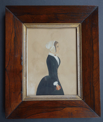 Victorian naive watercolour  painting young woman with book