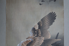 Load image into Gallery viewer, Eagle with outspread wings Japanese woodblock print Ohara Koson