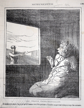 Load image into Gallery viewer, Daumier lithograph The parliamentary trains: A right wing deputy is shocked from Actualites