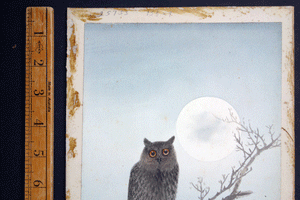 Japanese 19c watercolour of Owl