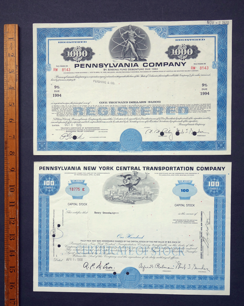 Pennsylvania Company and Penn/N.Y Transportation share certificates