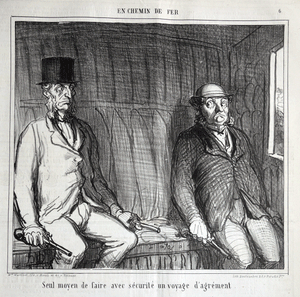 Daumier lithograph The only way to be safe on a pleasure trip.‘En Chemin de Fer’