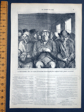Load image into Gallery viewer, Daumier lithograph Mr. Prudhomme: Long live the third class compartments. ‘En Chemin de Fer’
