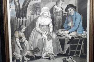 The Woodman Returned to His Cot 18C Mezzotint engraving Droll
